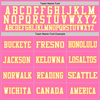 Custom Pink White-Gold Mesh Authentic Throwback Football Jersey - Sky-Custom