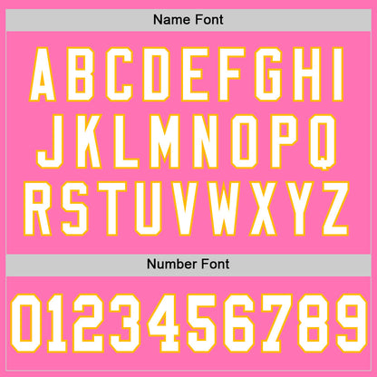 Custom Pink White-Gold Mesh Authentic Throwback Football Jersey - Sky-Custom