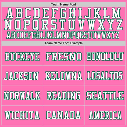 Custom Pink Kelly Green-White Mesh Authentic Throwback Football Jersey - Sky-Custom