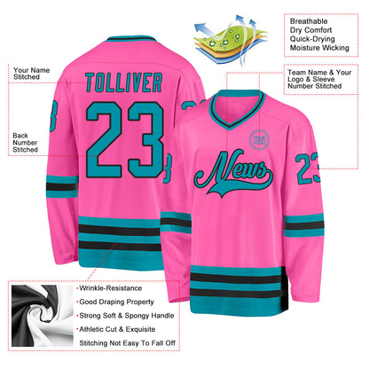 Custom Pink Teal-Black Hockey Jersey - Sky-Custom