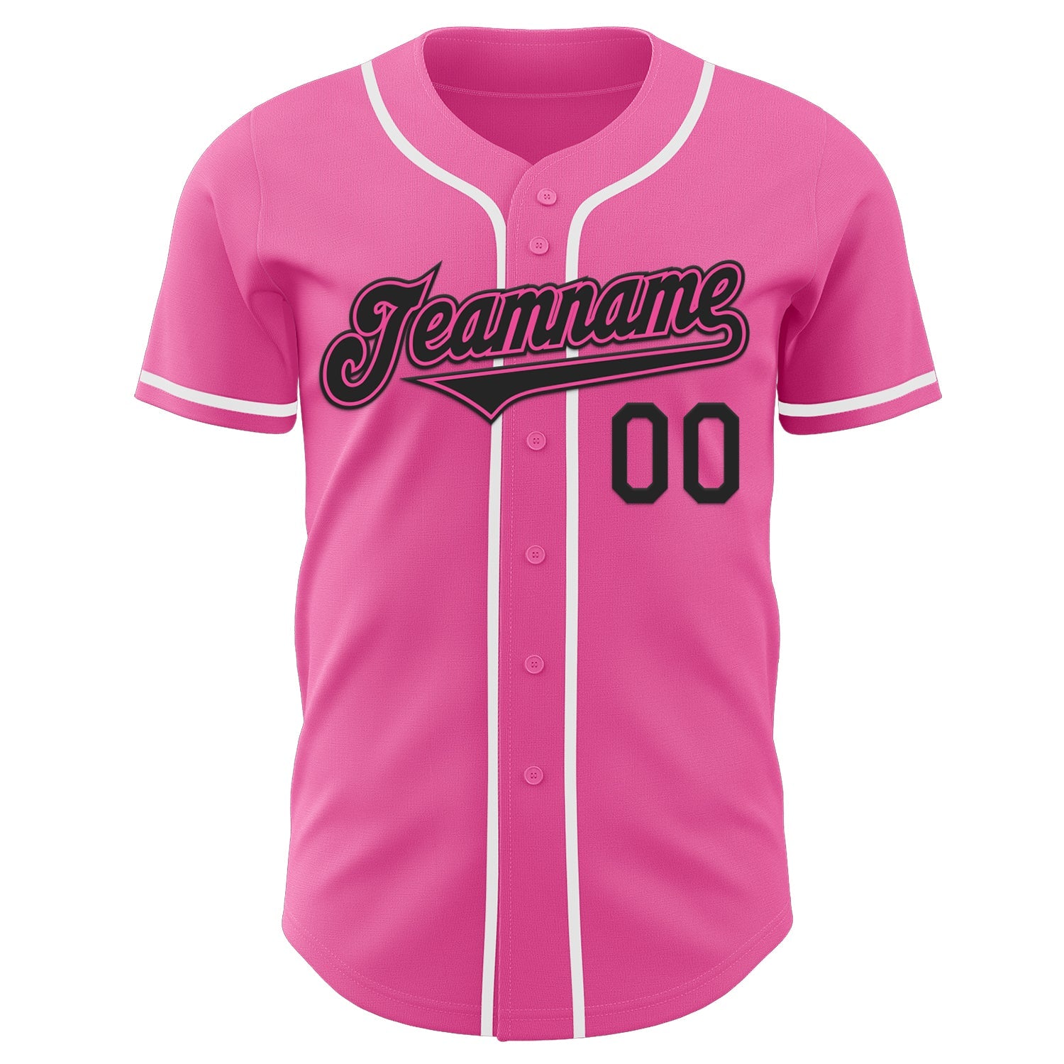Custom Pink Black-White Authentic Baseball Jersey - Sky-Custom