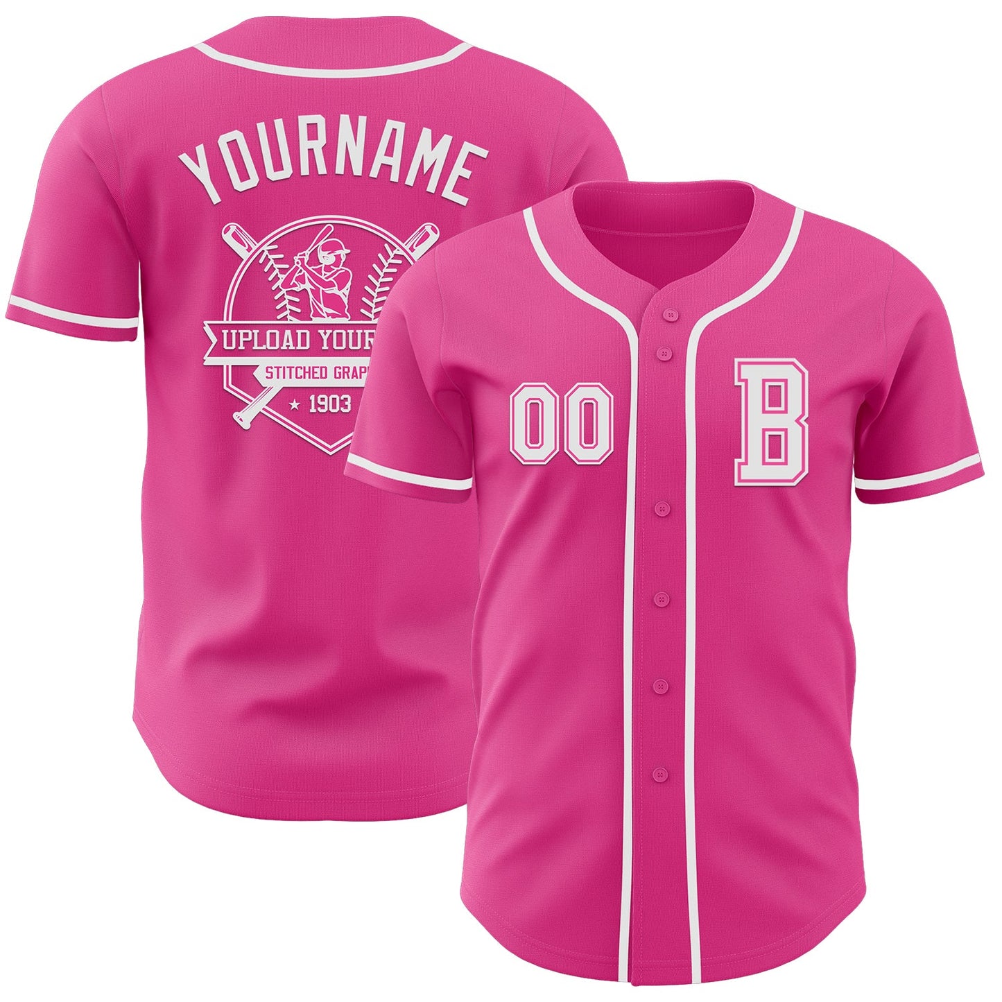 Custom Pink White Authentic Baseball Jersey - Sky-Custom