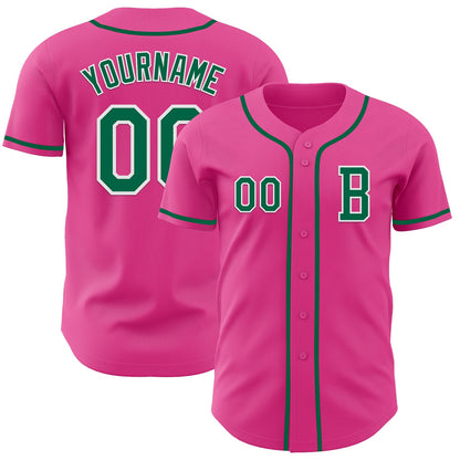 Custom Pink Kelly Green-White Authentic Baseball Jersey - Sky-Custom