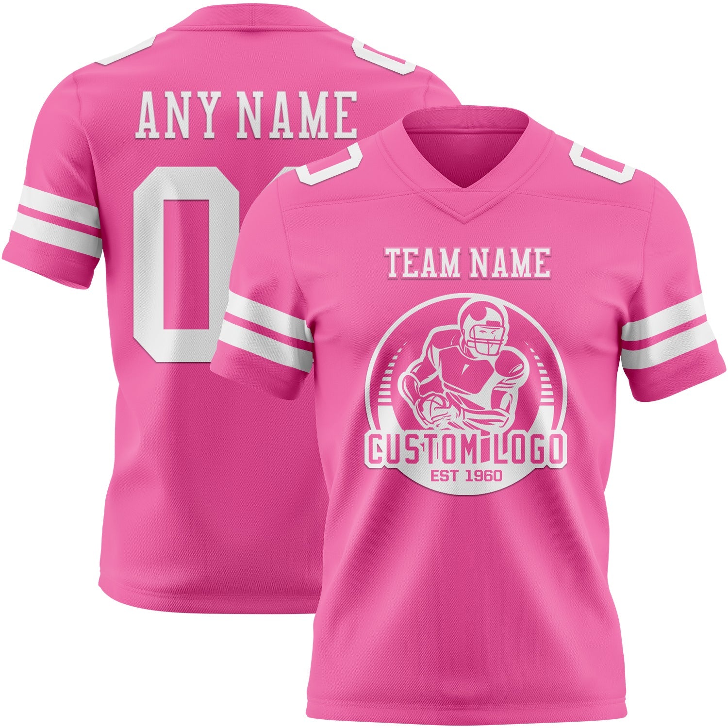 Custom Pink White Mesh Authentic Football Jersey - Sky-Custom
