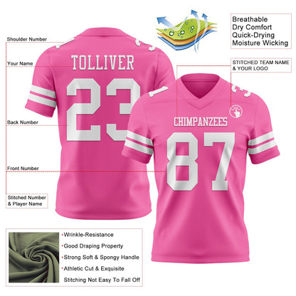 Custom Pink White Mesh Authentic Football Jersey - Sky-Custom