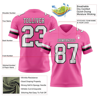 Custom Pink White-Black Mesh Authentic Football Jersey - Sky-Custom