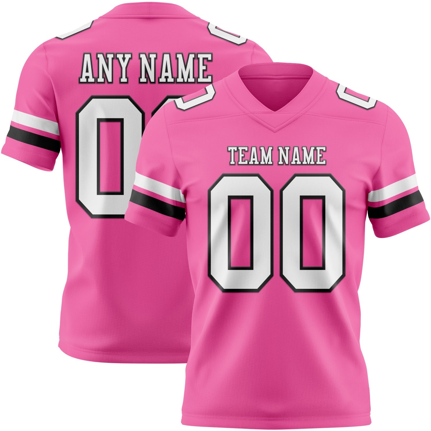 Custom Pink White-Black Mesh Authentic Football Jersey - Sky-Custom