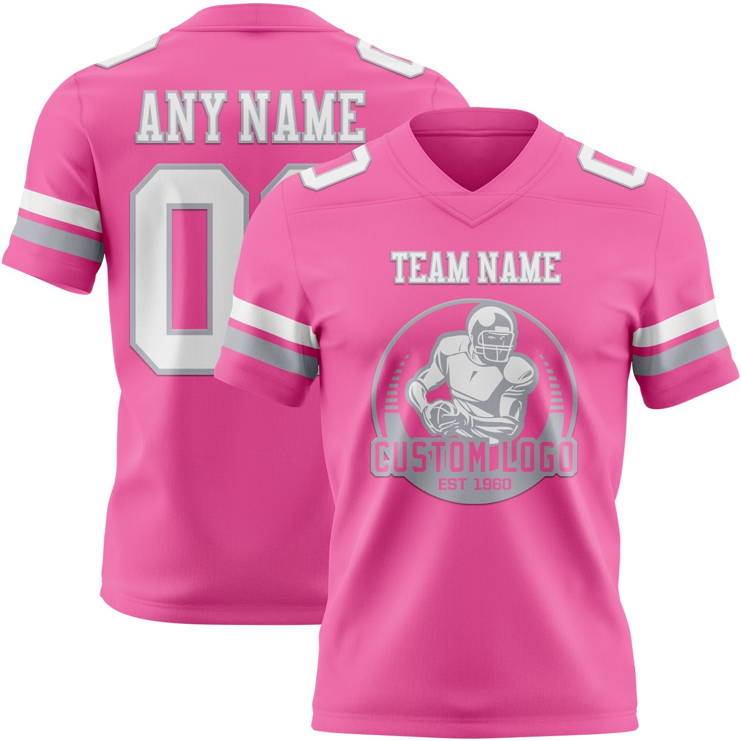 Custom Pink White-Gray Mesh Authentic Football Jersey - Sky-Custom