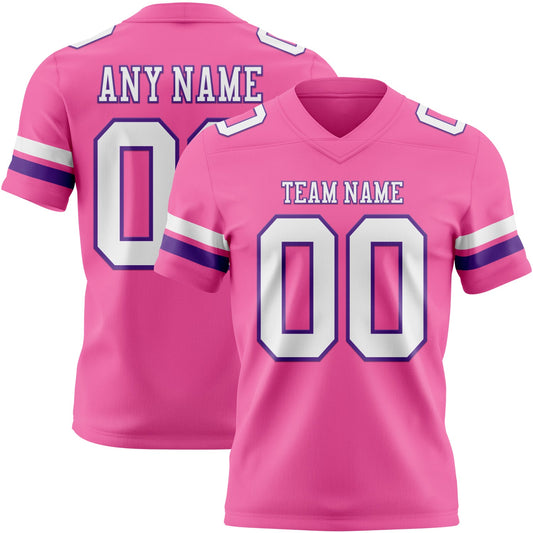 Custom Pink White-Purple Mesh Authentic Football Jersey - Sky-Custom
