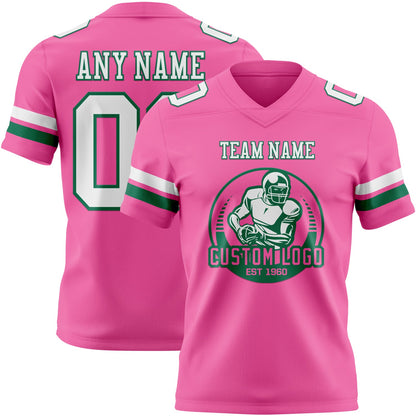 Custom Pink White-Kelly Green Mesh Authentic Football Jersey - Sky-Custom