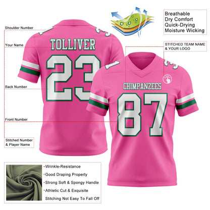 Custom Pink White-Kelly Green Mesh Authentic Football Jersey - Sky-Custom