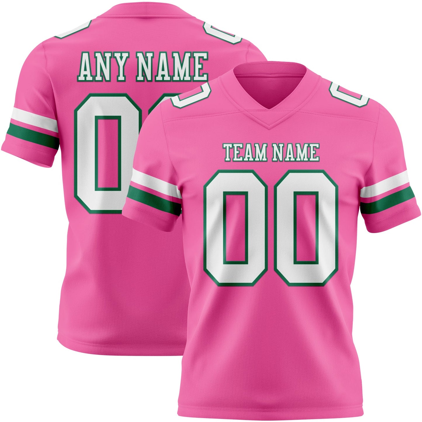 Custom Pink White-Kelly Green Mesh Authentic Football Jersey - Sky-Custom