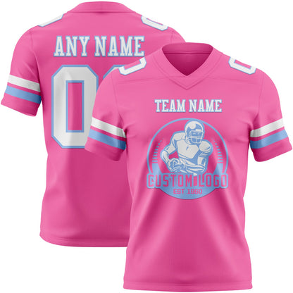 Custom Pink White-Light Blue Mesh Authentic Football Jersey - Sky-Custom