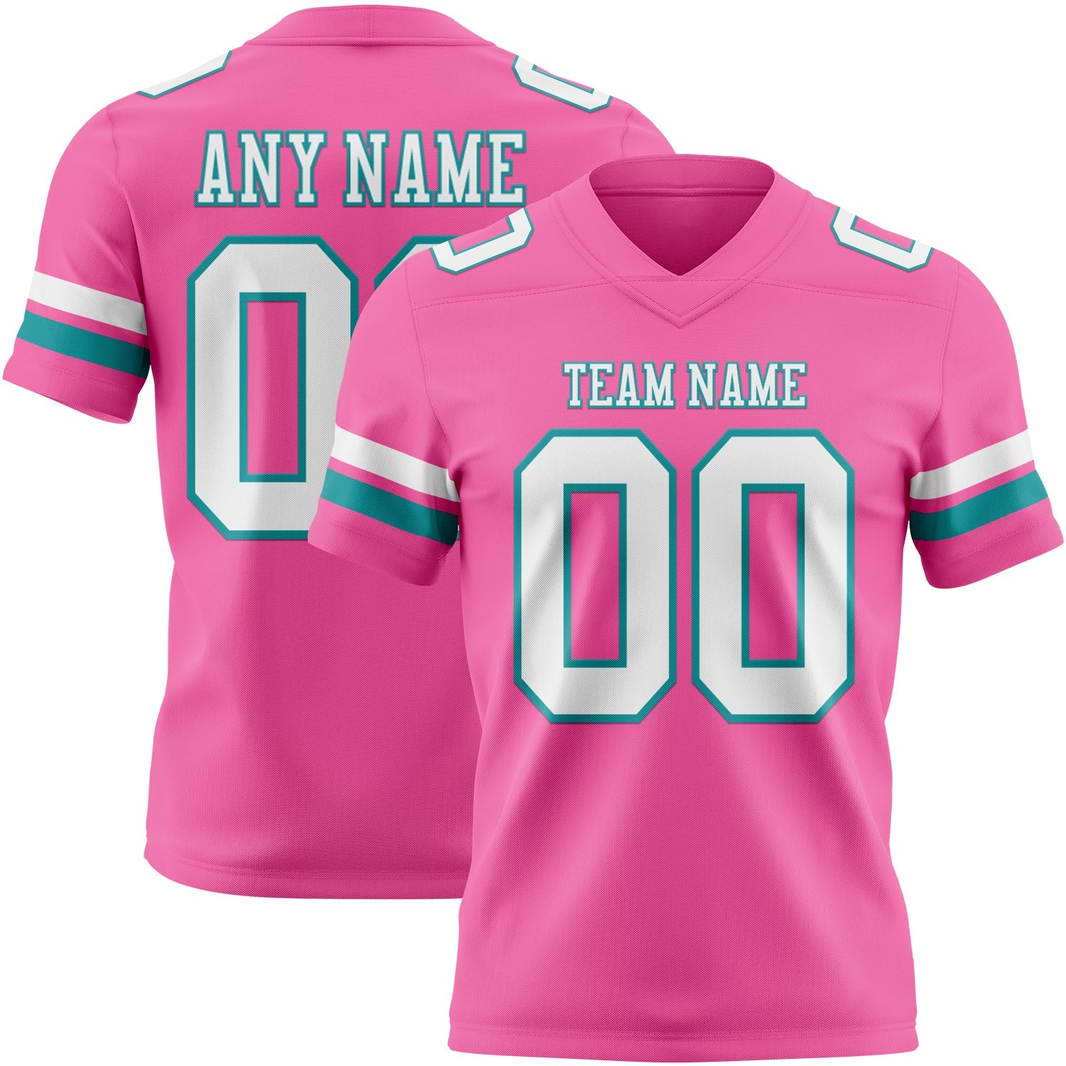 Custom Pink White-Teal Mesh Authentic Football Jersey - Sky-Custom