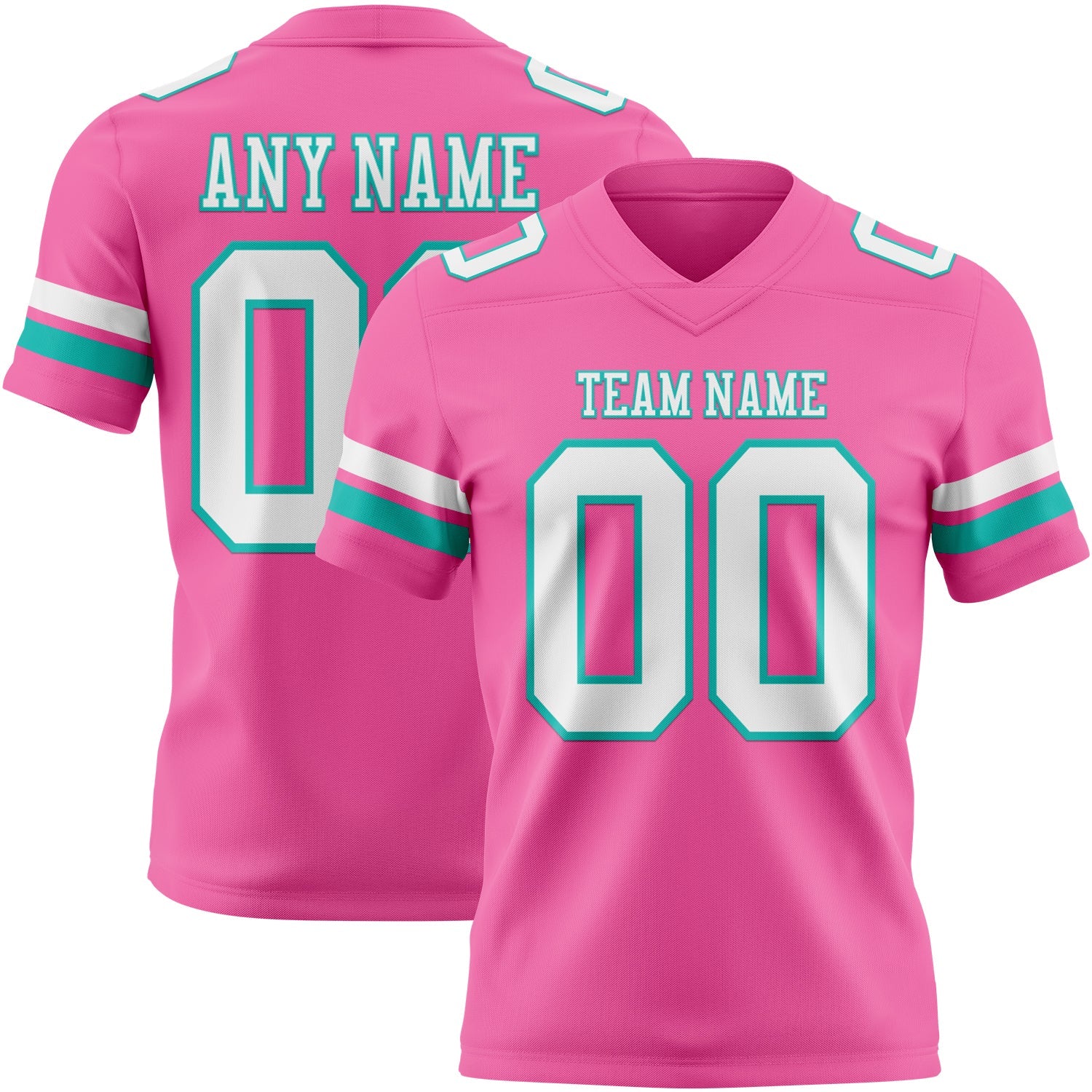 Custom Pink White-Aqua Mesh Authentic Football Jersey - Sky-Custom