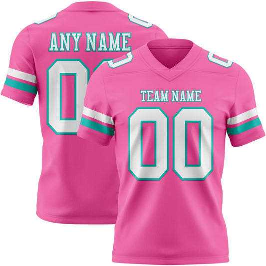 Custom Pink White-Aqua Mesh Authentic Football Jersey - Sky-Custom