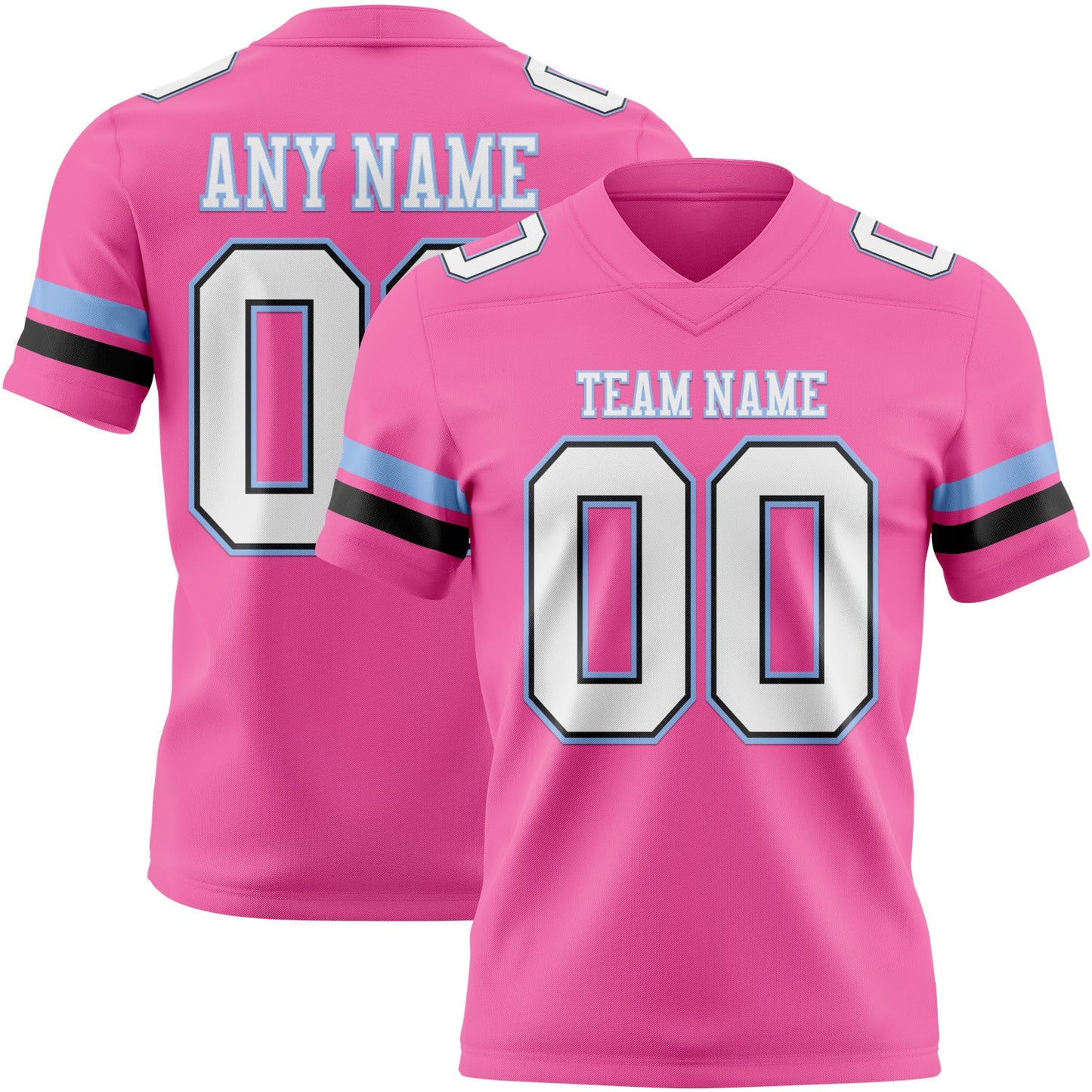 Custom Pink White Black-Light Blue Mesh Authentic Football Jersey - Sky-Custom