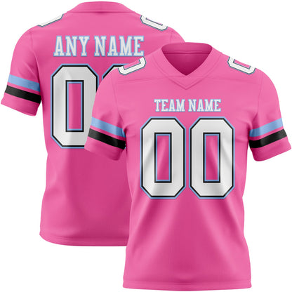Custom Pink White Black-Light Blue Mesh Authentic Football Jersey - Sky-Custom