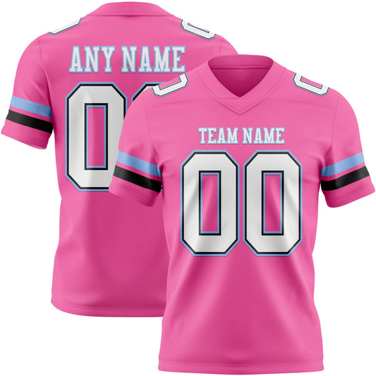 Custom Pink White Black-Light Blue Mesh Authentic Football Jersey - Sky-Custom