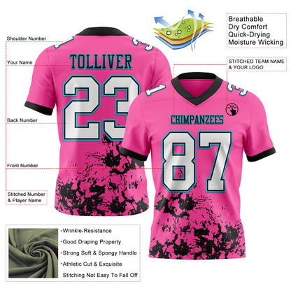 Custom Pink White Black-Lakes Blue Splash Mesh Authentic Football Jersey - Sky-Custom