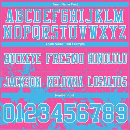 Custom Pink Sky Blue-White Splash Mesh Authentic Football Jersey - Sky-Custom