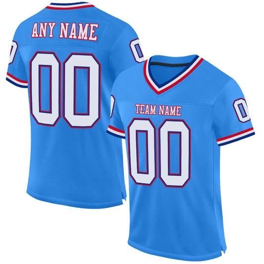 Custom Powder Blue White-Royal Mesh Authentic Throwback Football Jersey - Sky-Custom
