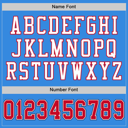 Custom Powder Blue Red-Navy Mesh Authentic Throwback Football Jersey - Sky-Custom