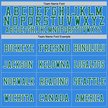 Custom Powder Blue Kelly Green-White Mesh Authentic Throwback Football Jersey - Sky-Custom