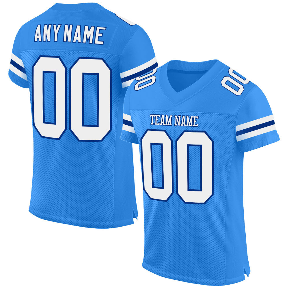 Custom Powder Blue White-Royal Mesh Authentic Football Jersey - Sky-Custom