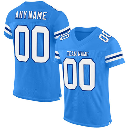 Custom Powder Blue White-Royal Mesh Authentic Football Jersey - Sky-Custom