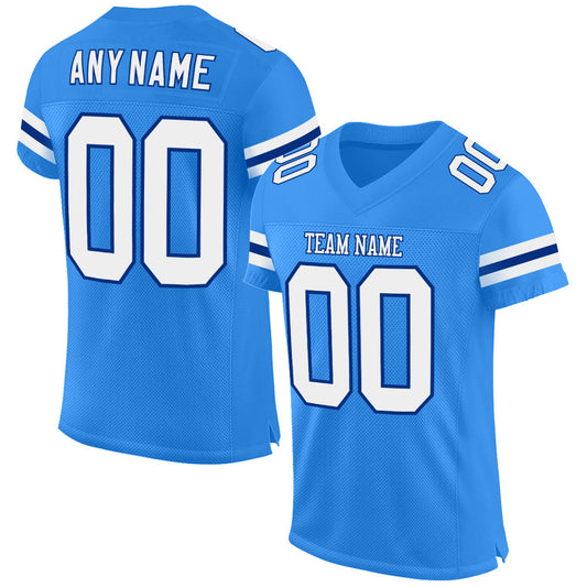 Custom Powder Blue White-Royal Mesh Authentic Football Jersey - Sky-Custom