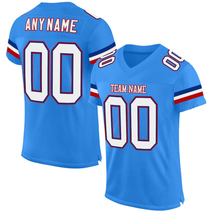 Custom Powder Blue White-Red Mesh Authentic Football Jersey - Sky-Custom