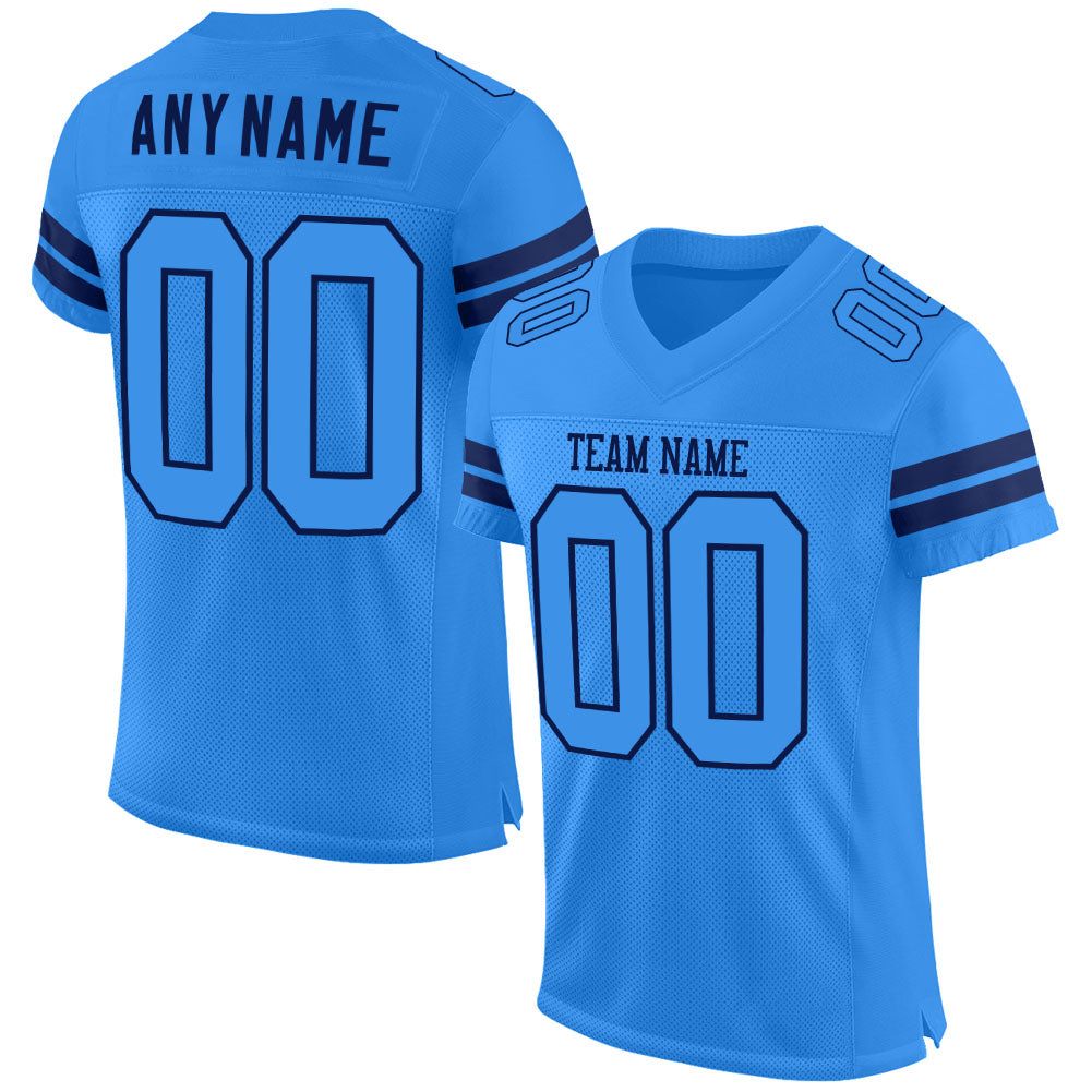 Custom Powder Blue Powder Blue-Navy Mesh Authentic Football Jersey - Sky-Custom