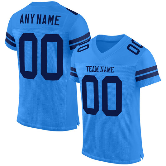 Custom Powder Blue Navy Mesh Authentic Football Jersey - Sky-Custom