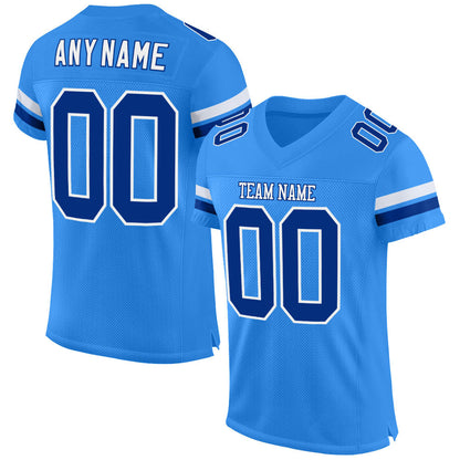 Custom Powder Blue Royal-White Mesh Authentic Football Jersey - Sky-Custom