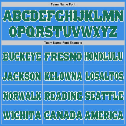 Custom Powder Blue Kelly Green-White Mesh Authentic Football Jersey - Sky-Custom