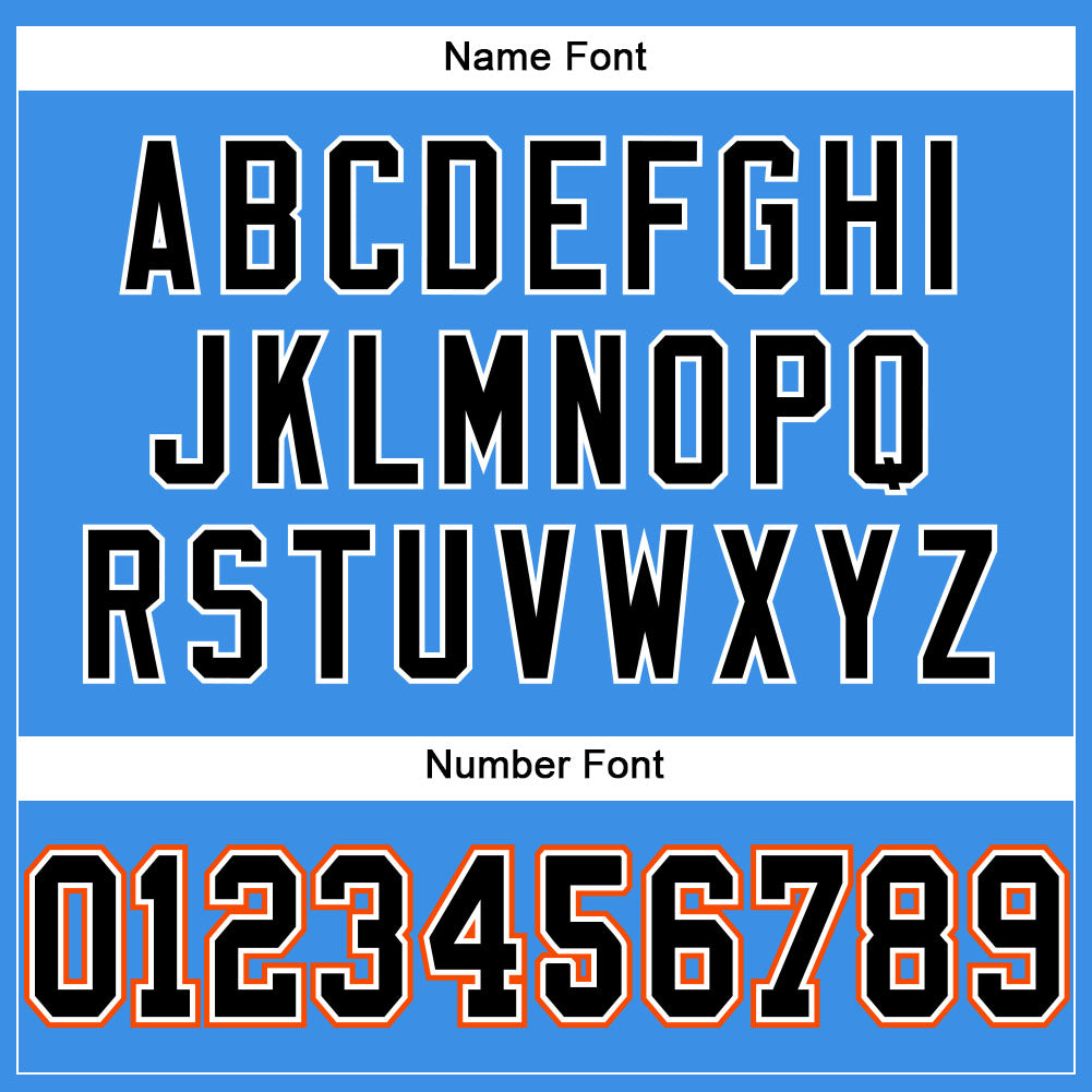 Custom Powder Blue Black-Orange Mesh Authentic Football Jersey - Sky-Custom