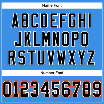 Custom Powder Blue Black-Orange Mesh Authentic Football Jersey - Sky-Custom