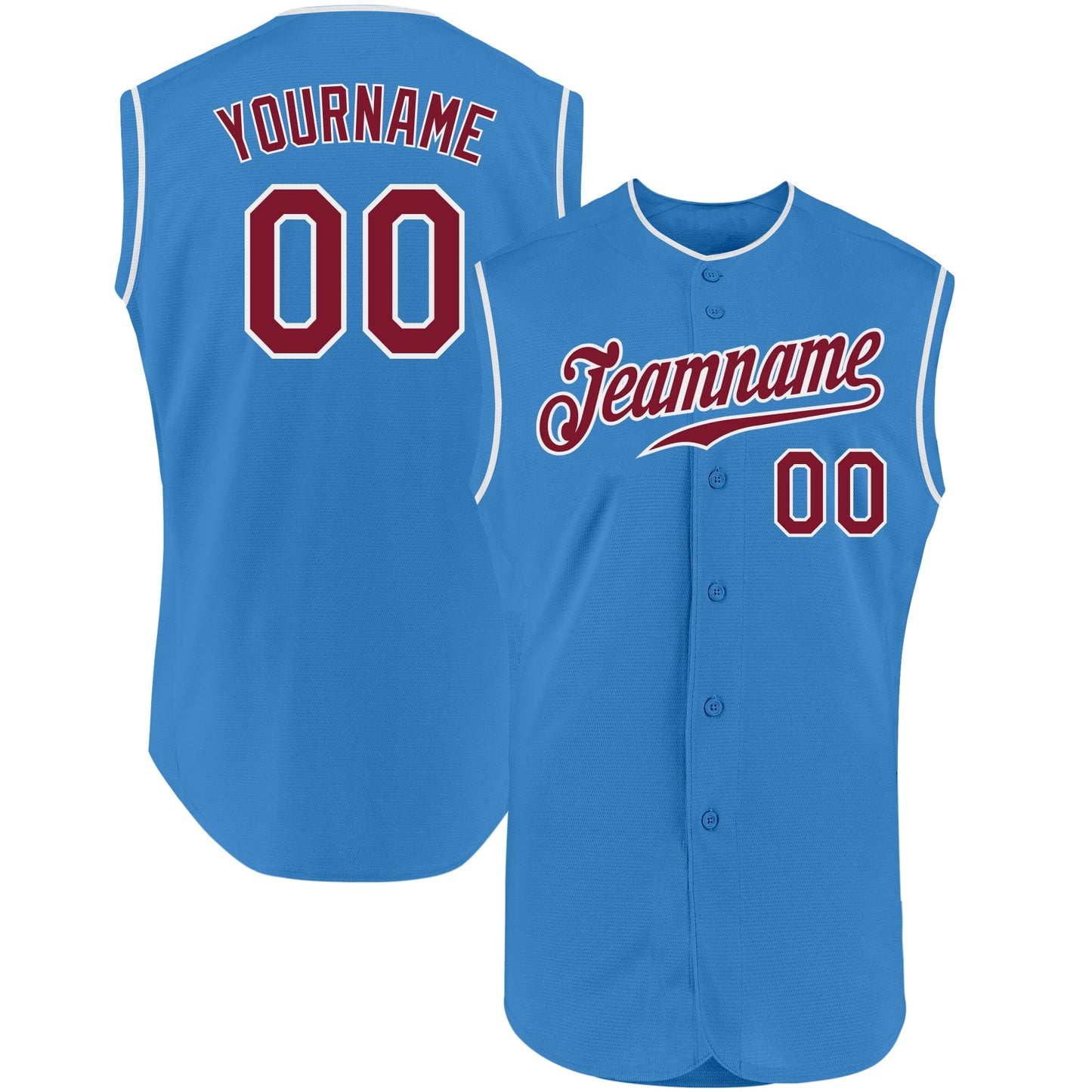 Custom Powder Blue Crimson-White Authentic Sleeveless Baseball Jersey - Sky-Custom