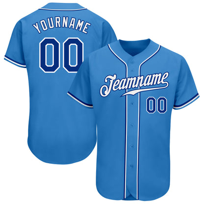 Custom Powder Blue Royal-White Authentic Baseball Jersey - Sky-Custom