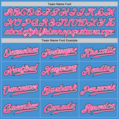 Custom Powder Blue Black Pinstripe Pink-White Authentic Baseball Jersey - Sky-Custom
