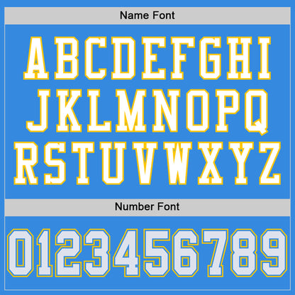 Custom Powder Blue White-Gold Mesh Authentic Throwback Football Jersey - Sky-Custom