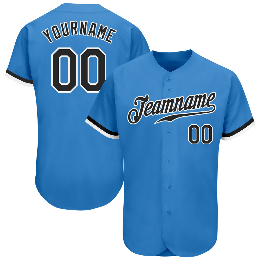 Custom Powder Blue Black-White Authentic Baseball Jersey - Sky-Custom