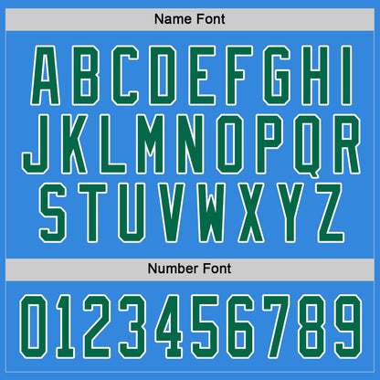 Custom Powder Blue Kelly Green-White Hockey Jersey - Sky-Custom