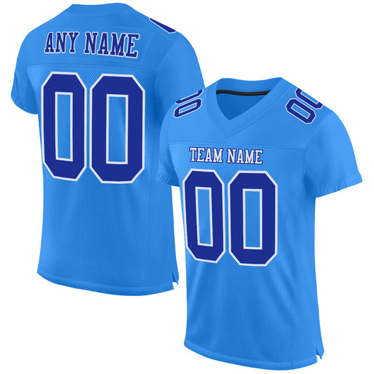 Custom Powder Blue Royal-White Mesh Authentic Football Jersey - Sky-Custom