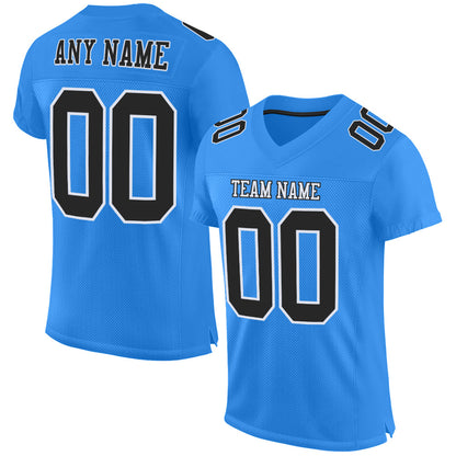 Custom Powder Blue Black-White Mesh Authentic Football Jersey - Sky-Custom