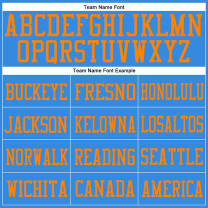 Custom Powder Blue Bay Orange Mesh Authentic Football Jersey - Sky-Custom