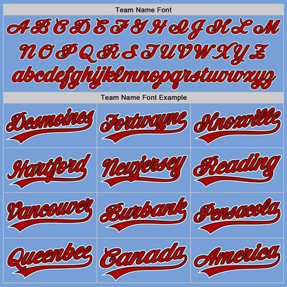 Custom Powder Blue Red Pinstripe Red-Black Authentic Baseball Jersey - Sky-Custom
