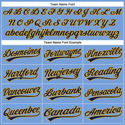 Custom Powder Blue Navy-Gold Authentic Baseball Jersey - Sky-Custom