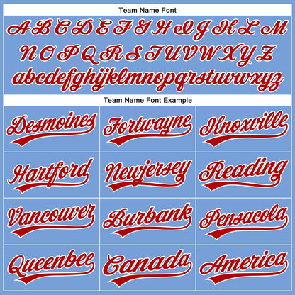 Custom Powder Blue Red-White Authentic Baseball Jersey - Sky-Custom